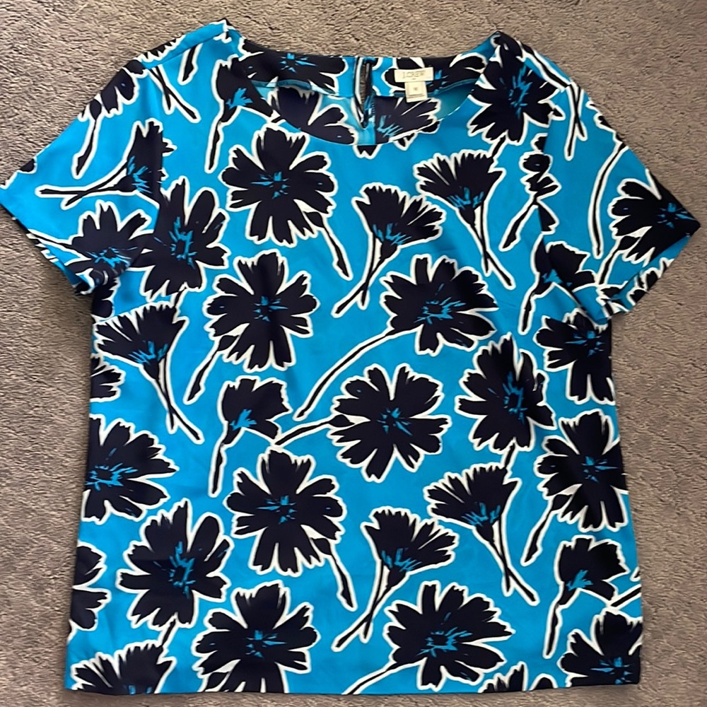 J Crew Blue Floral blouse